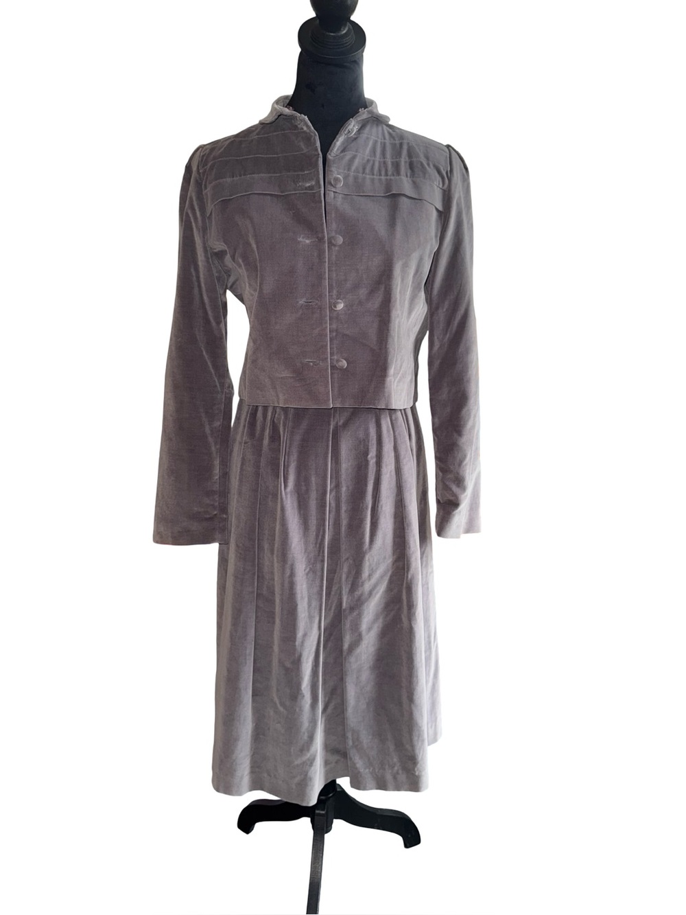 VTG 80s Elegant Viewport velour‎ /velvet blazer and skirt tailored set size 5/6